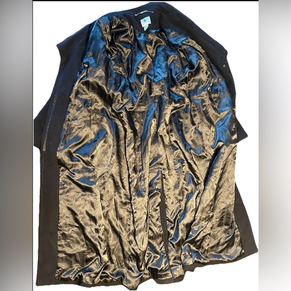 Worthington Women's Overcoat Size 16 Black Wool Blend Long Coat  Long Collar - Picture 6 of 6